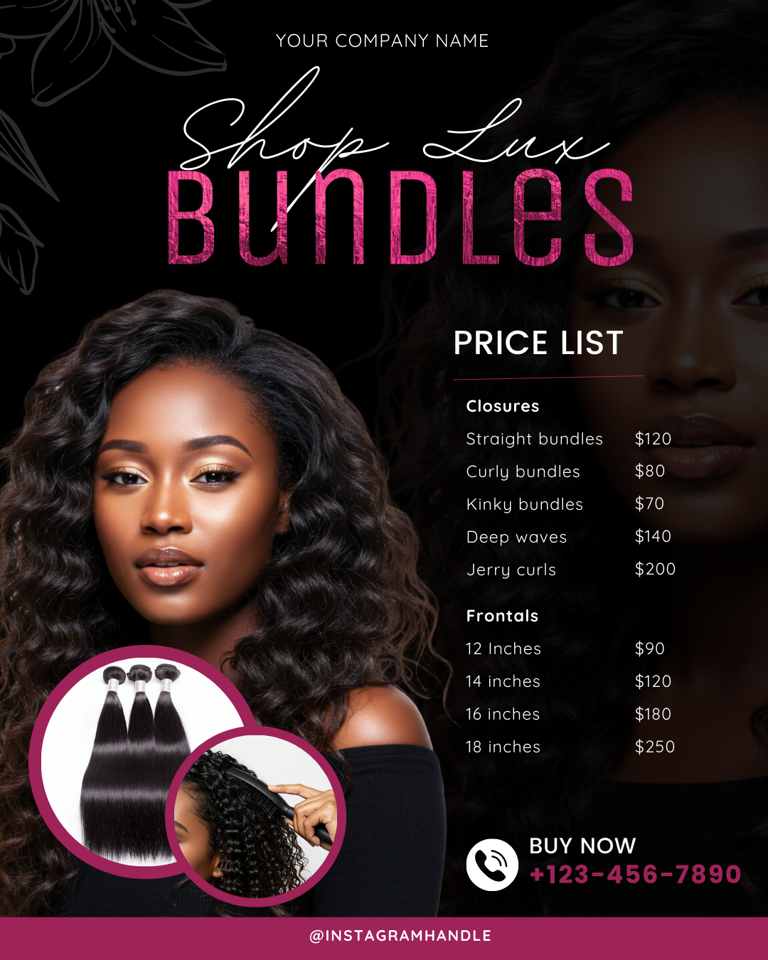 Hair bundles pricelist flyer